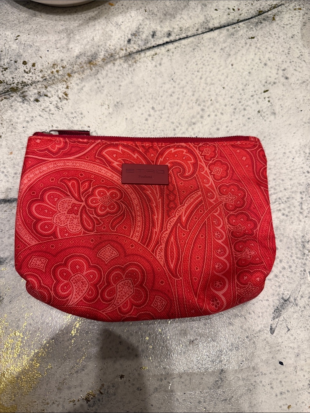 Etro paisley red orange make up bag